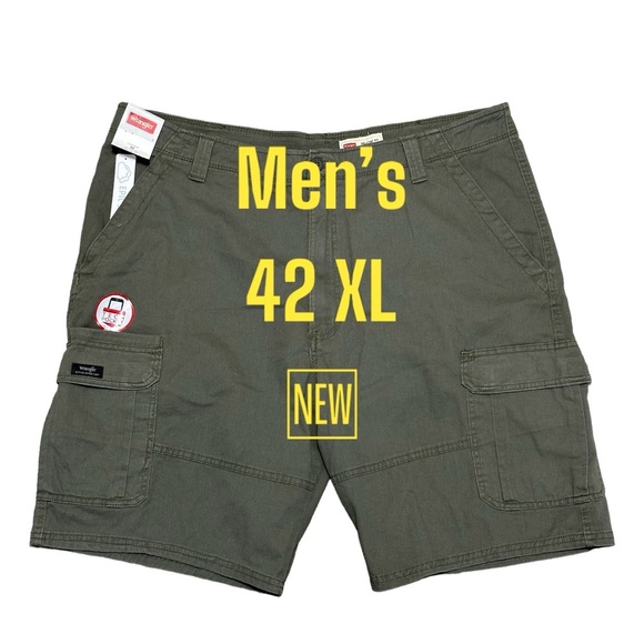 Men's Wrangler 42 XL Shorts Olive Green Cargo Utility Carpenter Stretch Relaxed - Picture 2 of 9